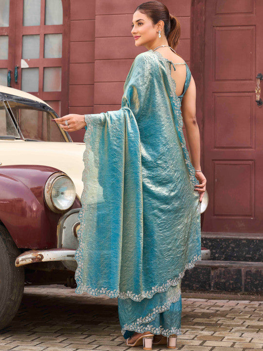 Tikhi Imli Embellished Embroidered Satin Designer Saree
