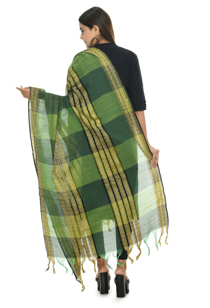 Mominos Fashion Moeza Handloom Cotton Green Tone Dupatta