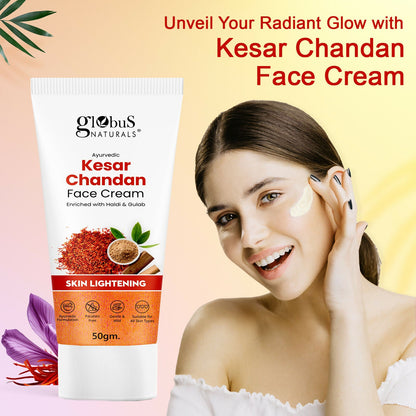 Globus Naturals Daily Glow Kesar Chandan Face Cream with SPF, Skin Lightening Formula For All Skin Types
