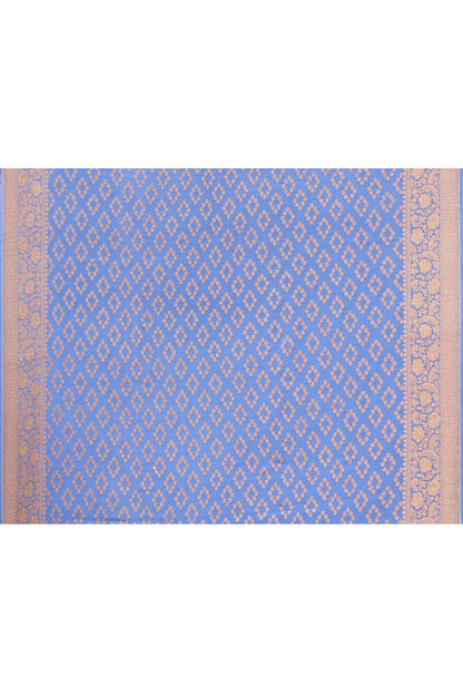 Joban Fashion Dusty Blue Crepe Chiffon Pure Handloom Banarasi Silk Saree