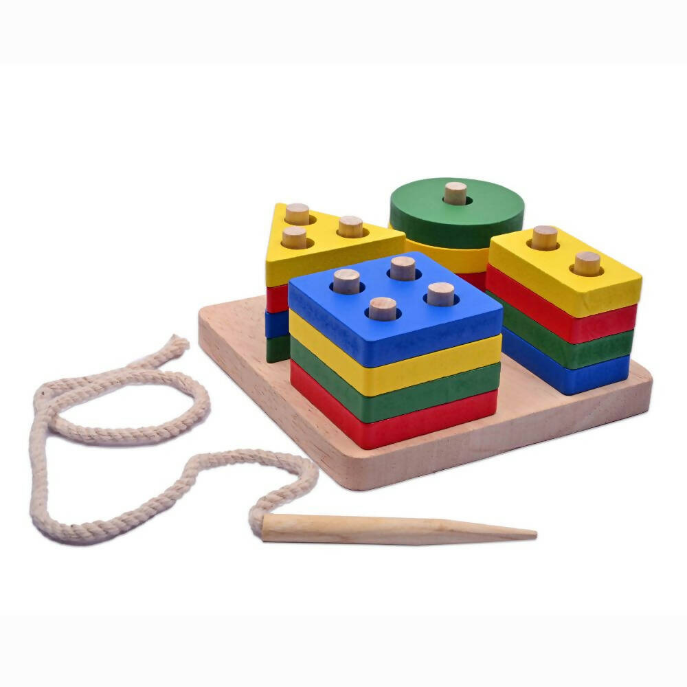 Nesta Toys Shape Sorter | Stacker | Lacing Toy - Multicolor