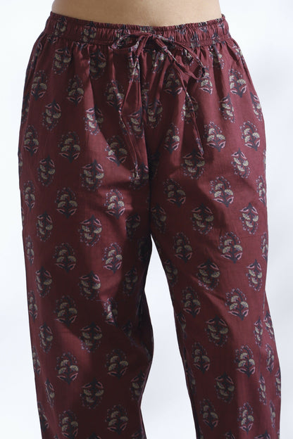 Breathables Butta Print Cotton Co-Ord Set – Wine