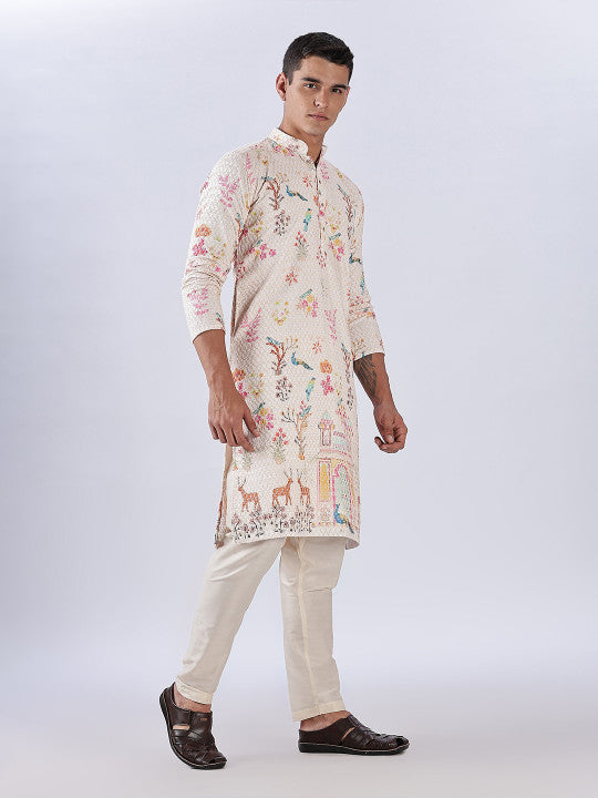 Anouk Men Floral Embroidered Cotton Kurta