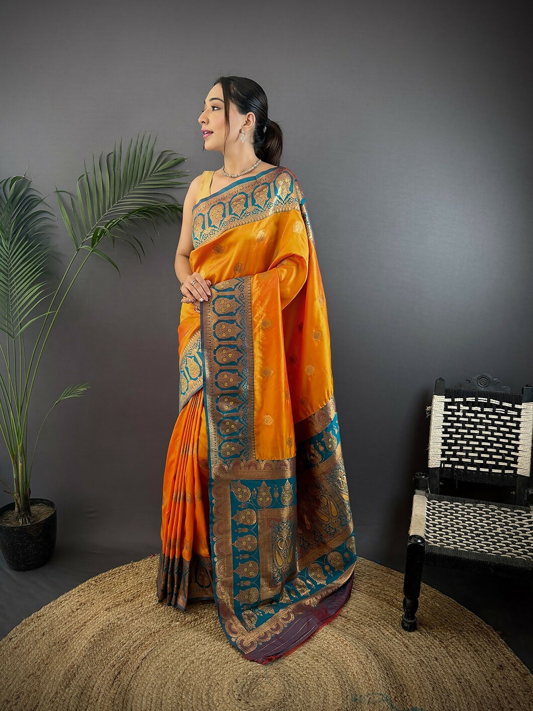 Joban Fashion Teal Butti Banarasi Silk Sarees