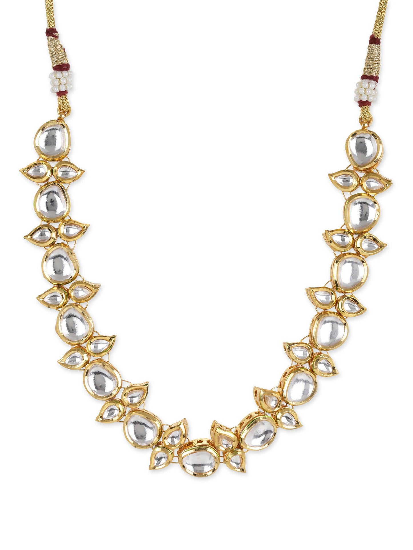 Gold-Toned White Brass Gold-Polished Necklace - Ruby Raang