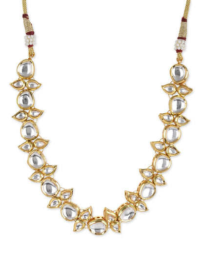Gold-Toned White Brass Gold-Polished Necklace - Ruby Raang