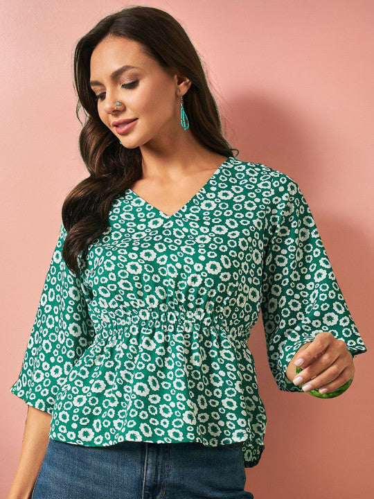 Sangria Floral Printed Peplum Top