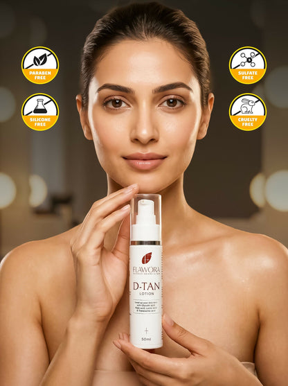 Flawora Set of 24k Golden Glow Face Serum and D-Tan Lotion