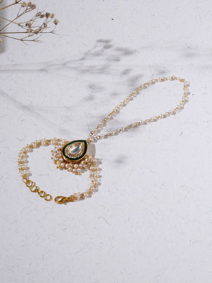 Kundan Hand Harness (gold) - Ruby Raang