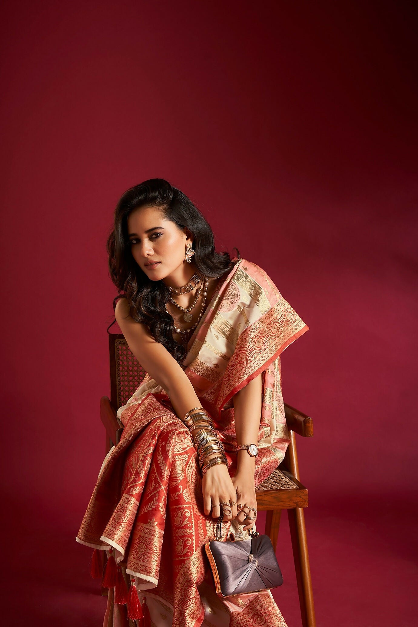 Joban Fashion Multicolor Plain With Weaving Border Banarasi Silk Sarees