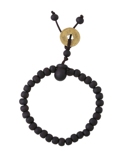 NVR Men Black Beaded Elasticated Rakhi With Roli Chawal