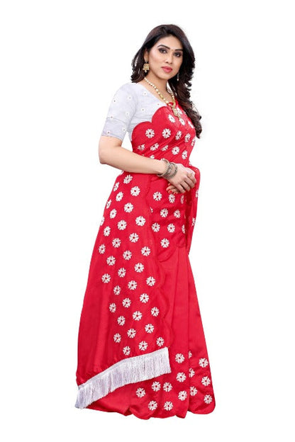 Vamika Zoya Silk Embroidered Red Saree (RAKHI RED)