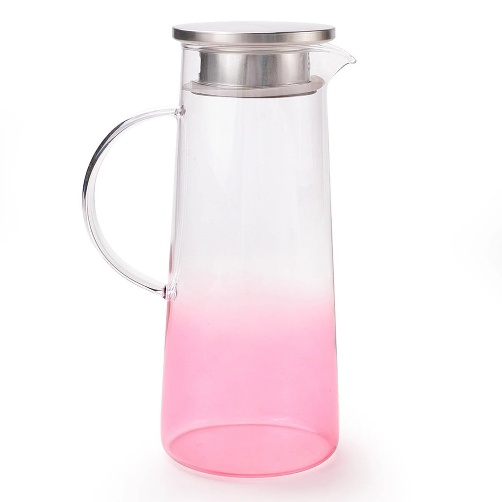 UMAI Premium Borosilicate Glass Jug 1400ml Pink SS Lid Leakproof LP063-PNK