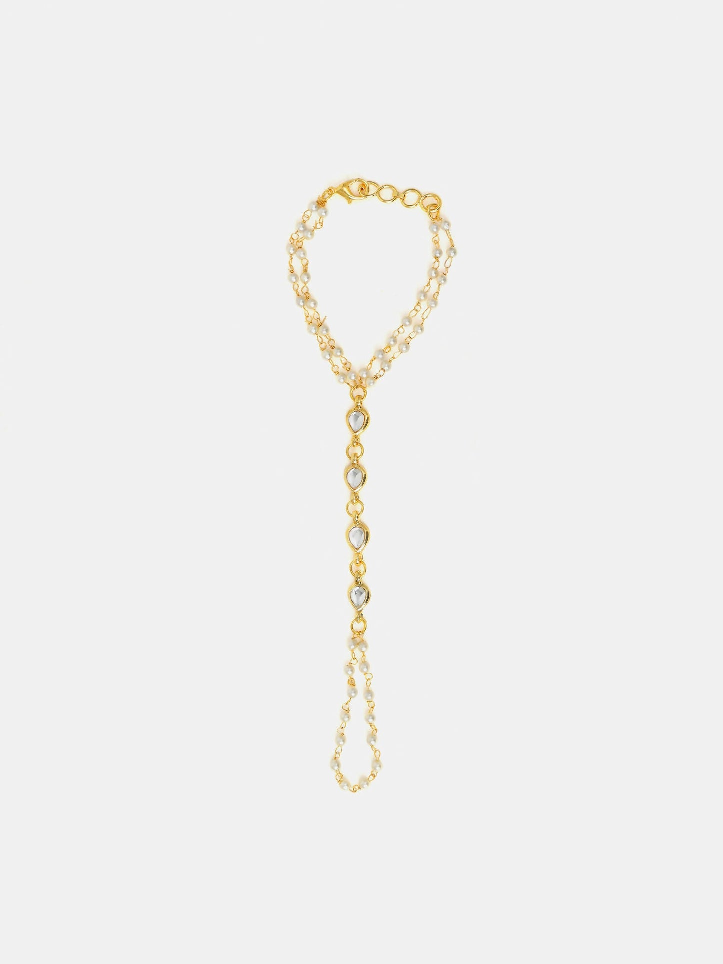 Ruby Raang Subtle Gold-Pearl Haath Phool