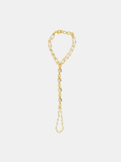Ruby Raang Subtle Gold-Pearl Haath Phool