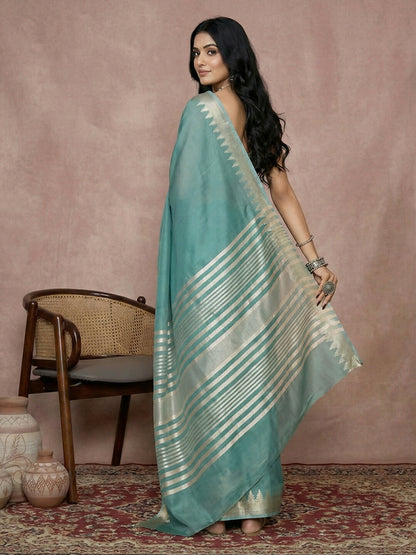 Shree Shyam Fashion Teal Cotton Saree