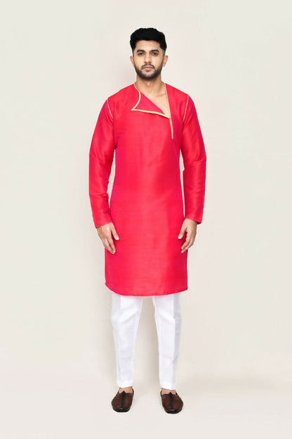 Joban Fashion Pink Colored Art Silk Fabric Kurta With Straight Fit Pant