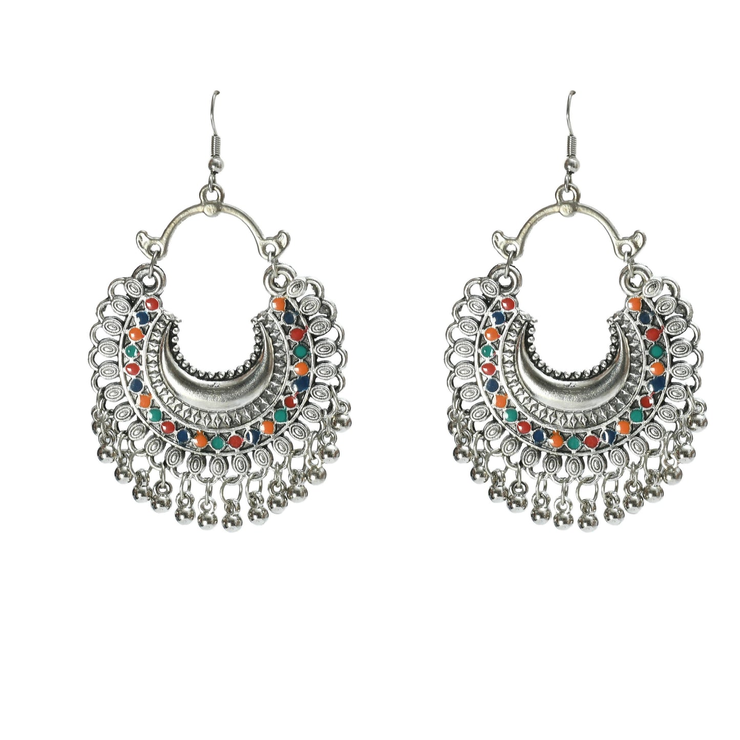 Mominos Fashion Johar Kamal Oxidised Silver-Plated Meena Work Choker Set