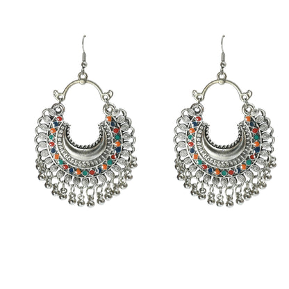 Mominos Fashion Johar Kamal Oxidised Silver-Plated Meena Work Choker Set