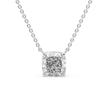 Cauer Elegant 14K White Gold Plated Moissanite Pendant Necklace
