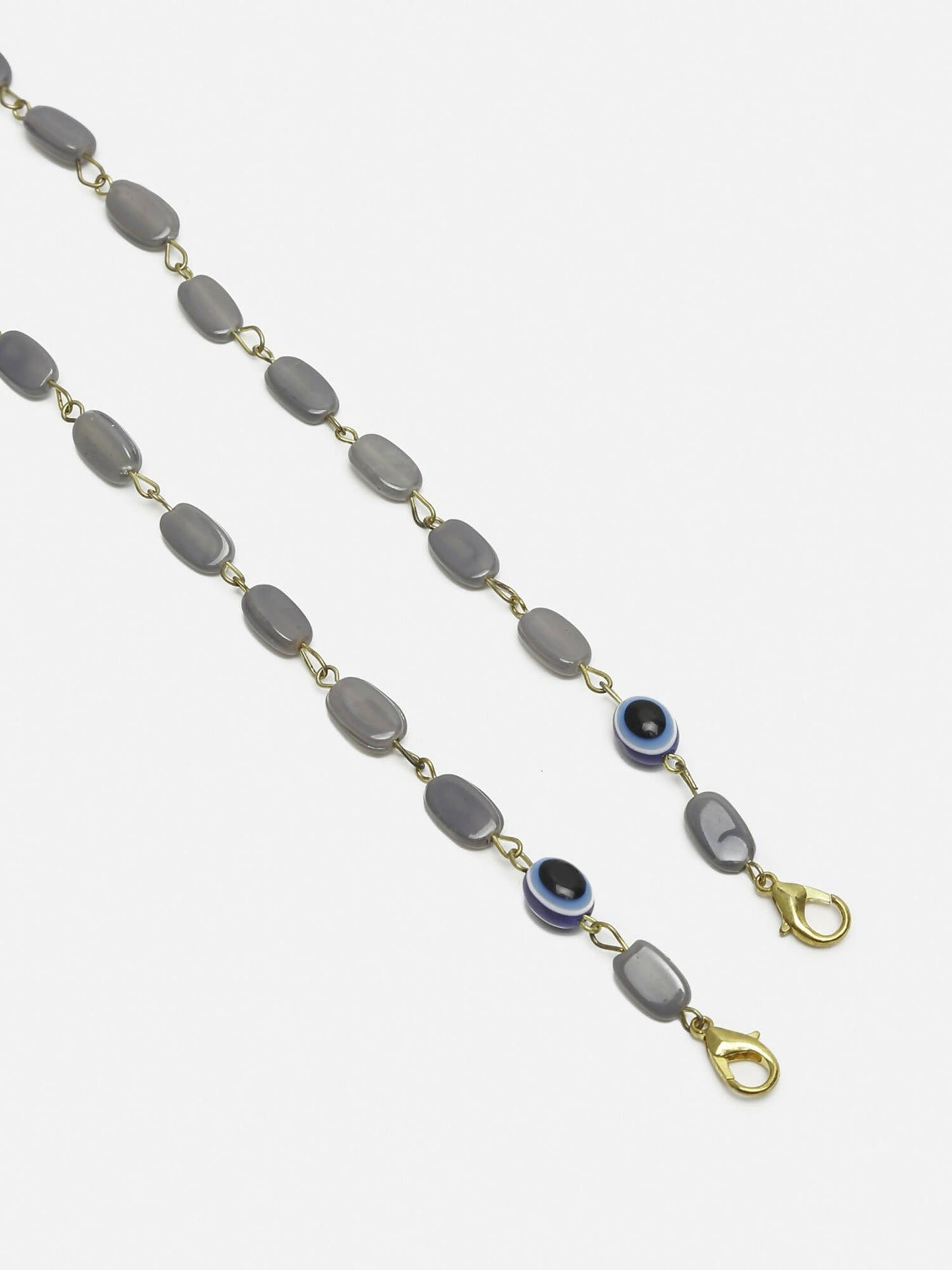 Grey Gold-Toned Alloy Gold-Polished Mask Chain - Ruby Raang