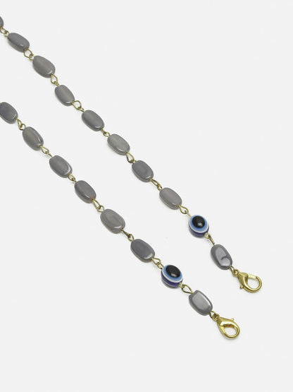 Grey Gold-Toned Alloy Gold-Polished Mask Chain - Ruby Raang
