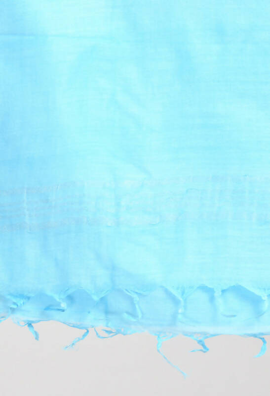 Mominos Fashion Moeza Women's Linen Cotton Silver Border Sky Blue Dupatta