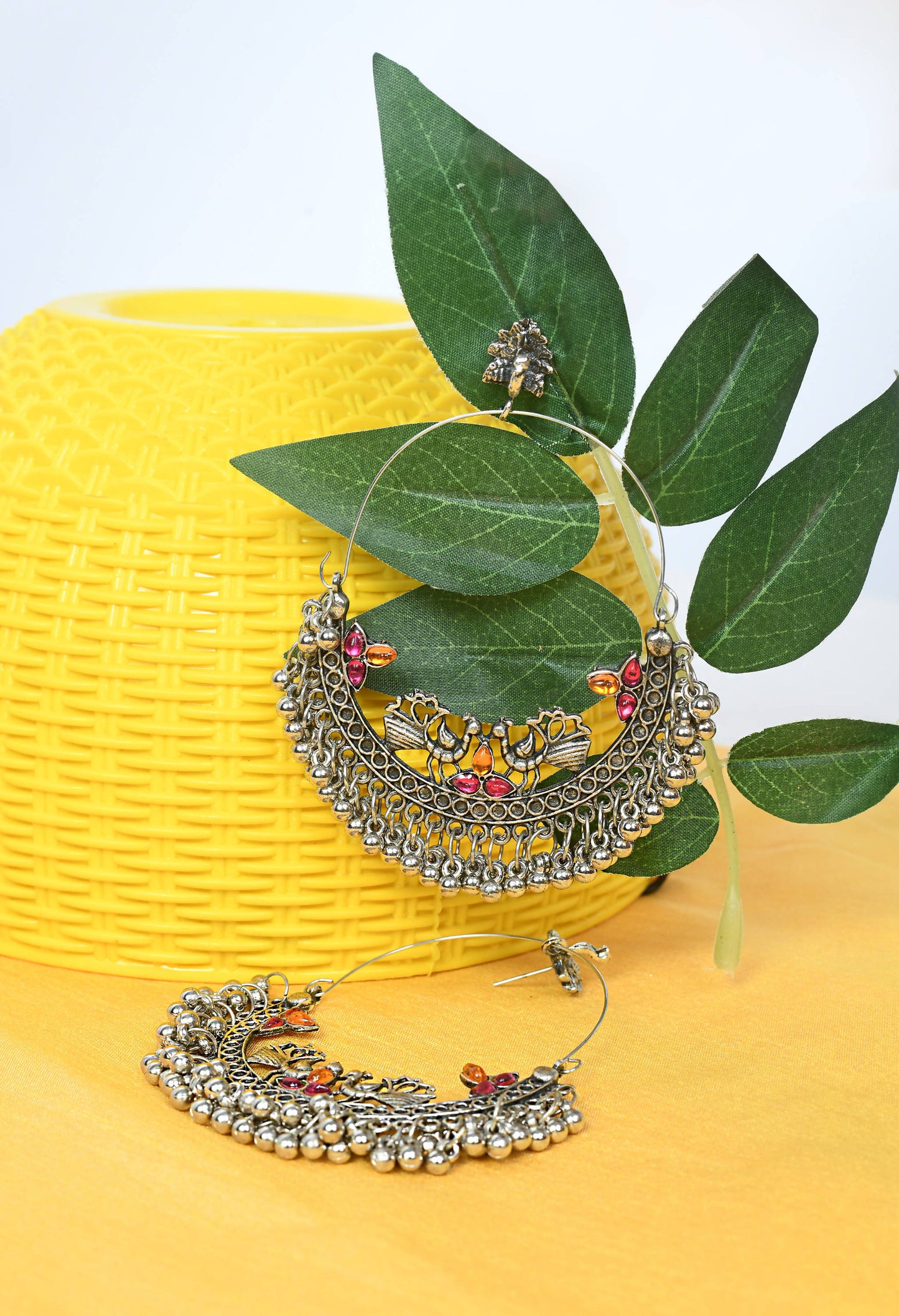 Mominos Fashion Johar Kamal Peacock Design Chandbali Earrings
