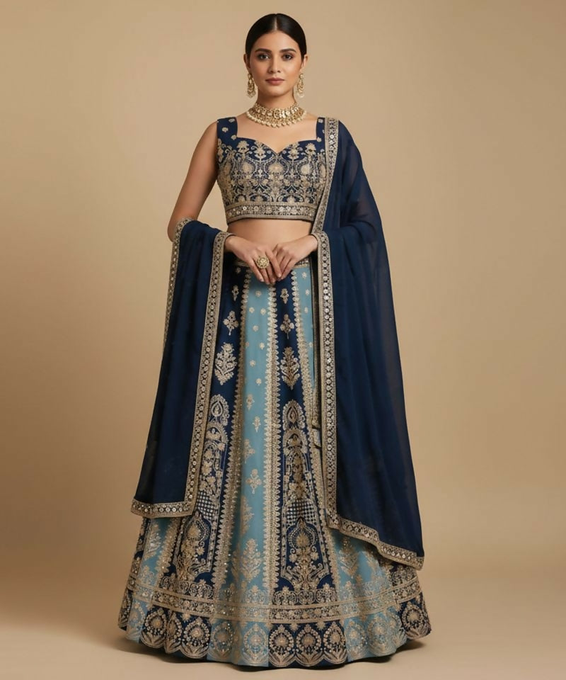 Lehenga Mart Blue Faux Georgette Designer Bollywood Style Wedding Wear Lehenga Choli