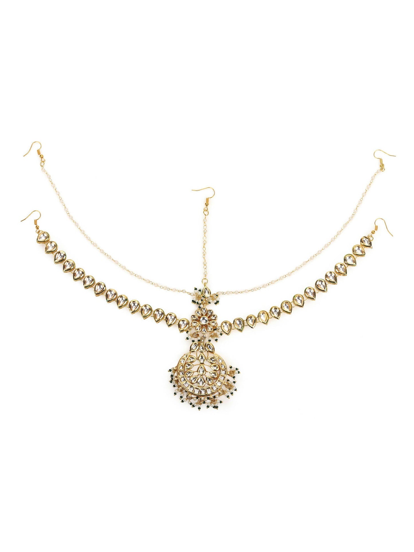 Women's Gold-Polished Kundan Mathapatti Head Jewellery - Ruby Raang