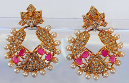 AD Ruby Designer White Stone Earrings