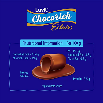 LuvIt. Chocorich Assorted Eclairs Chocolate Birthday Pack - Hazelnut, Dark Choco & Classic