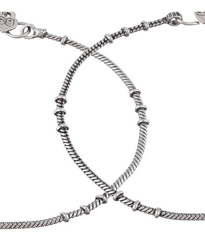 Mominos Fashion Beautiful Trendy Oxidised Silver Plated Anklets