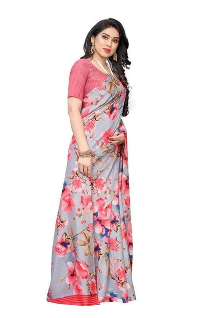 Vamika Grey Linen Satin Border Saree (SONAKSHI 12 PEACH)