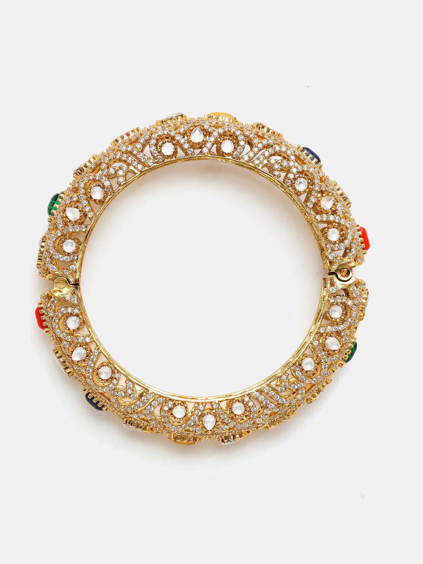 Ruby Raang 22k Gold Polished Multi Kundan Bracelet