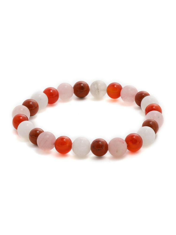Red Carnelian, Amathyst Beads Bracelet - Ruby Raang