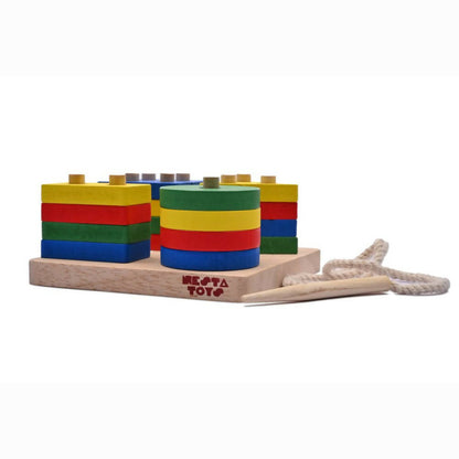 Nesta Toys Shape Sorter | Stacker | Lacing Toy - Multicolor