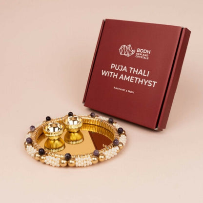 Indianvibez Bodh Crystal Pooja Thali