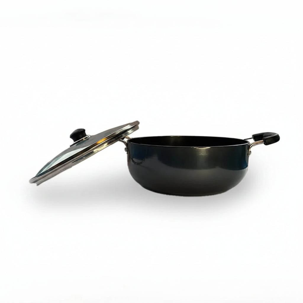USHA SHRIRAM Hard Anodized Non-Stick Aluminium Kadai 4.4L with Lid Riveted Bakelite Handle Induction