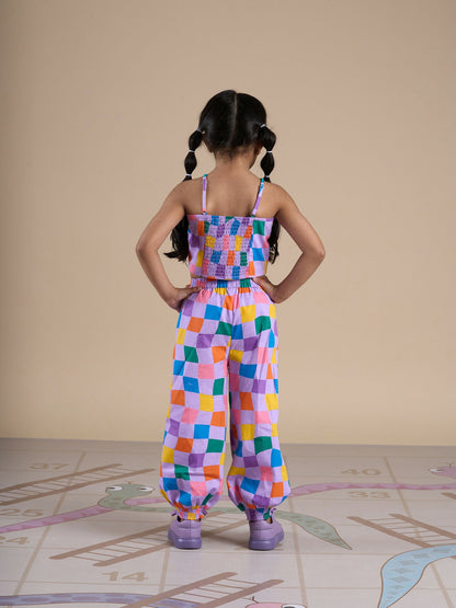 Snakes and Ladders Girls Multi Color Rotary Print Top and Pant Set from Siblings Collection
