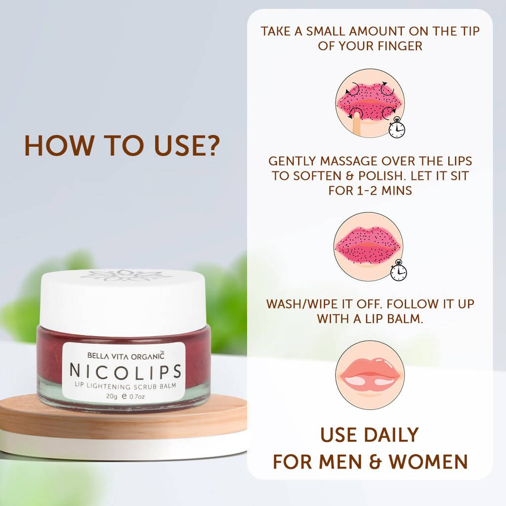 Bella Vita Organic NicoLips Lip Lightening Scrub Balm - 20 gms