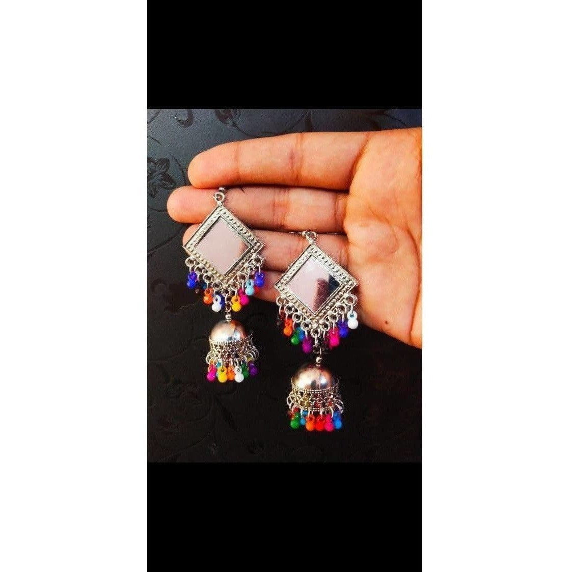 MS Fashion India Muskan Fancy Mirror Work Multi Color Beads Smart Earring