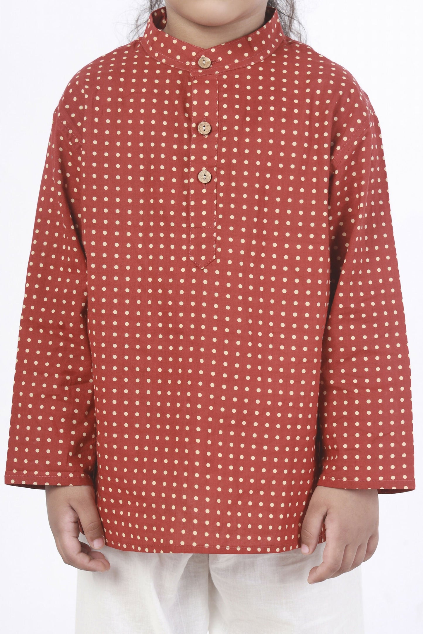 Breathables Kids Cotton Night Suit – Red Polka Dot Kurta & Pyjama Co-Ord Set For Boys & Girls