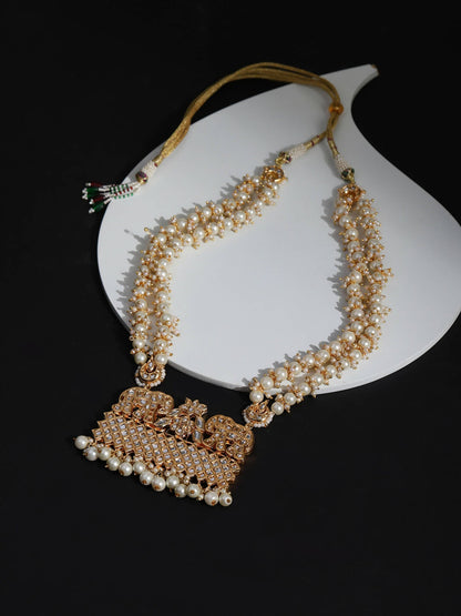 Gold-Toned White Brass Gold-Polished Necklace - Ruby Raang