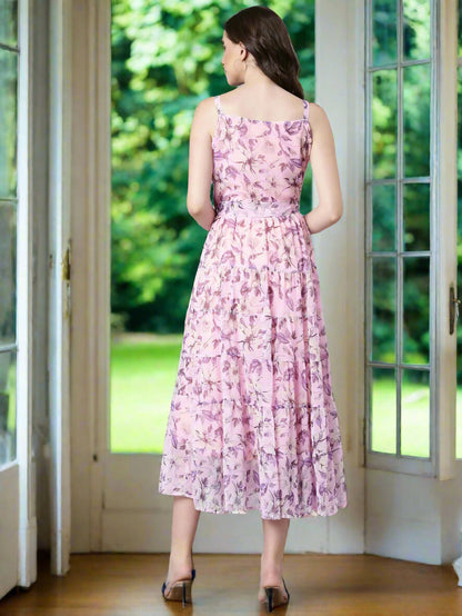 Souchii Floral Chiffon Dress