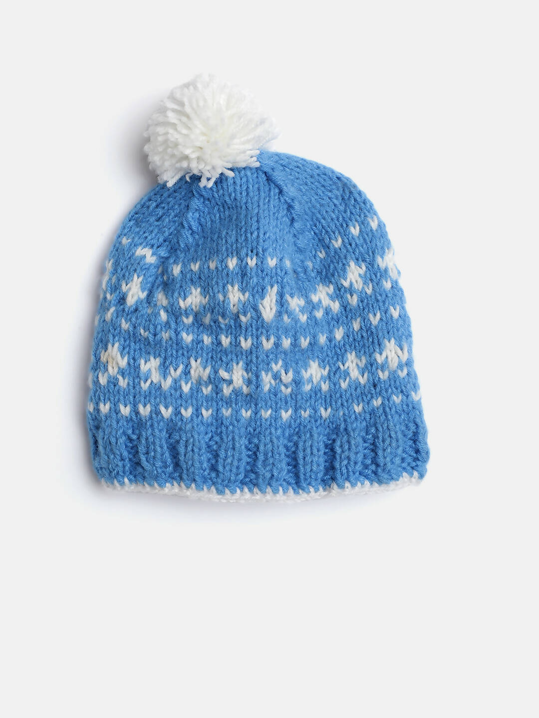 Chutput Kids Woollen Hand Knitted Pom Pom Detailed Cap - Blue