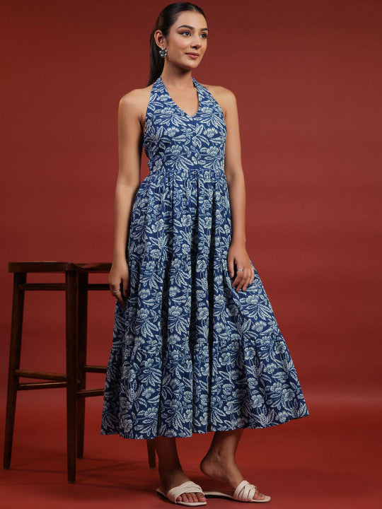 Anayna Printed Halter Neck Dress