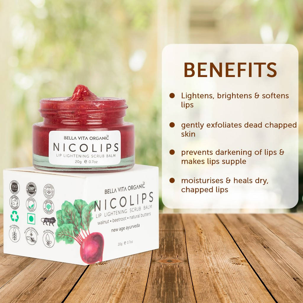 Bella Vita Organic NicoLips Lip Lightening Scrub Balm - 20 gms