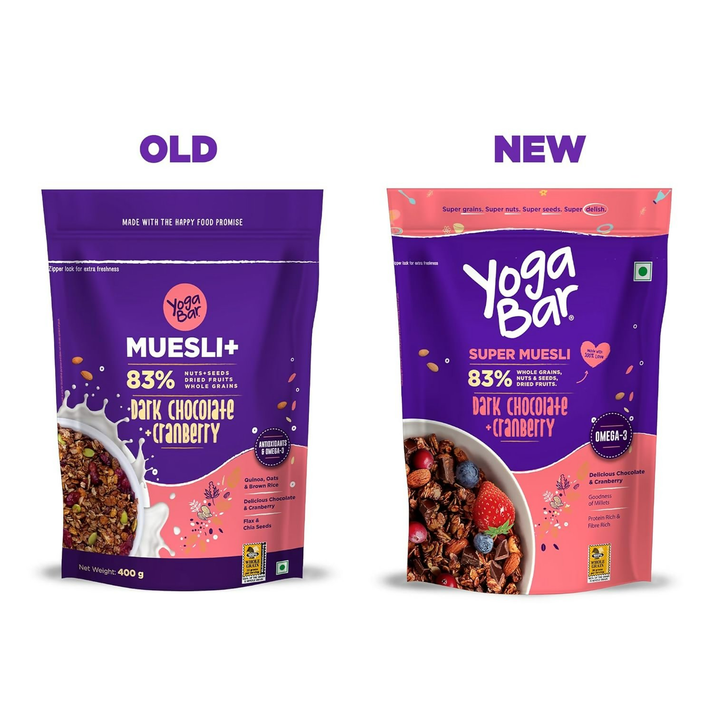 Yoga Bar Wholegrain Breakfast Muesli - Fruits, Nuts + Seeds + Dark Chocolate