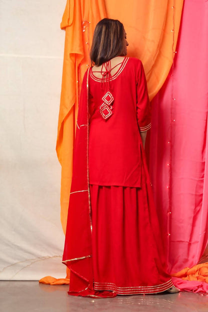 Cheera Red Kurta Palazzo Dupatta set